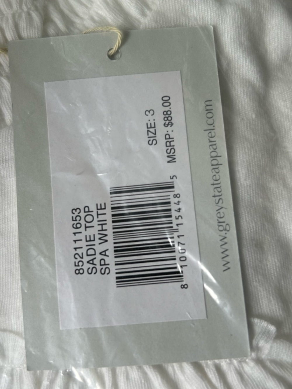 NWT Grey State Sadie Top Spa White $88. Excellent Size 3 / L - Picture 6 of 8
